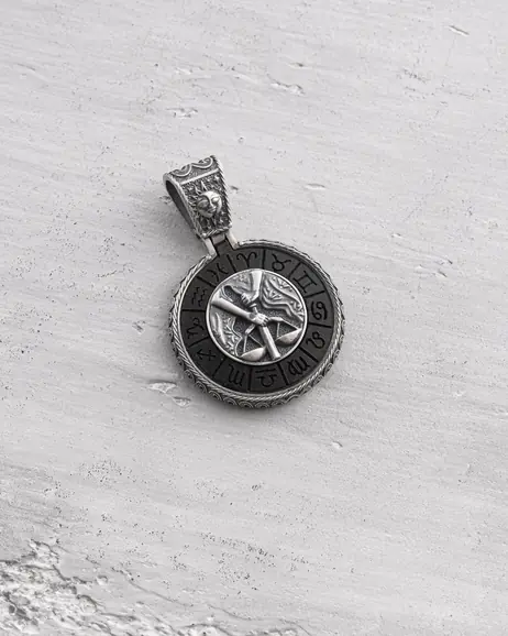 Srebrny wisiorek Znak zodiaku - WAGA z hebanem 9