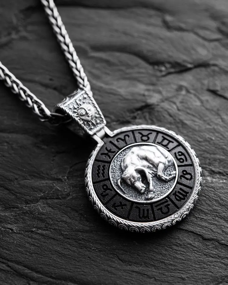 Srebrny wisiorek Znak zodiaku - BYK z hebanem 4