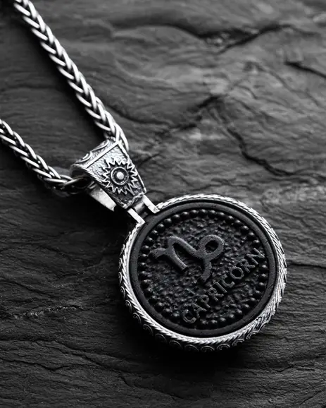 Srebrny wisiorek Znak zodiaku - KOZIOROŻEC z hebanem 6