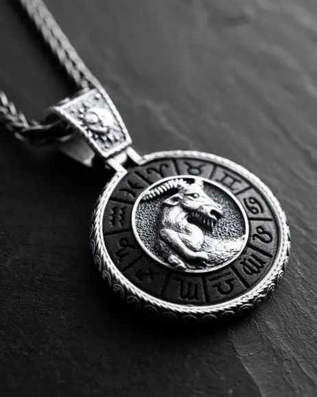 Srebrny wisiorek Znak zodiaku - KOZIOROŻEC z hebanem 4