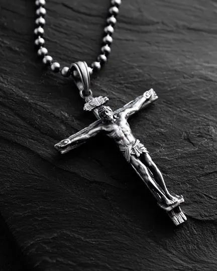 Srebrny krzyż CRUCIFIXION of JESUS CHRIST - 817