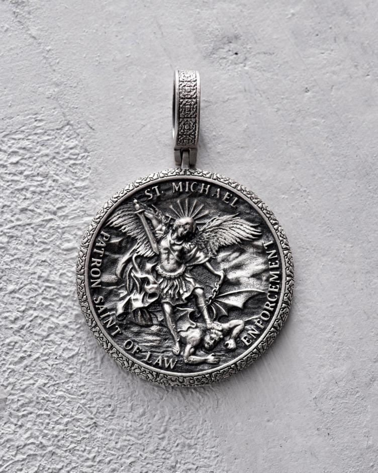 Srebrny wisiorek ST. ARCHANGEL MICHAEL. PRAYER 6