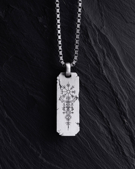 Srebrny wisiorek VEGVISIR - runiczny kompas - 1000