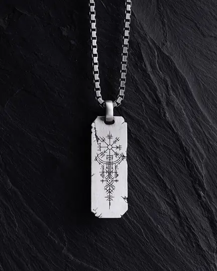 Srebrny wisiorek VEGVISIR - runiczny kompas - 1000