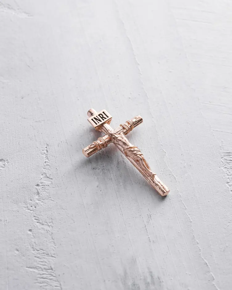 Krzyż CRUCIFIXION of JESUS CHRIST (czerwone złoto) 7