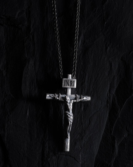 Srebrny krzyż CRUCIFIXION of JESUS CHRIST. INRI - 1236