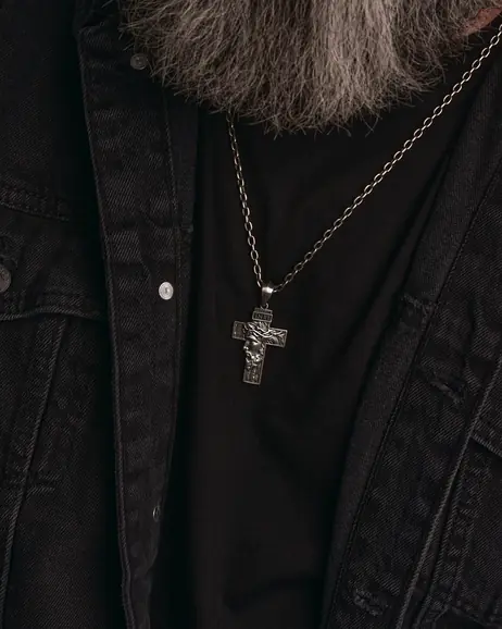 Srebrny krzyż FACE OF JESUS CHRIST. INRI 3