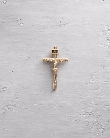 Krzyż CRUCIFIXION of JESUS CHRIST S (żółte złoto)