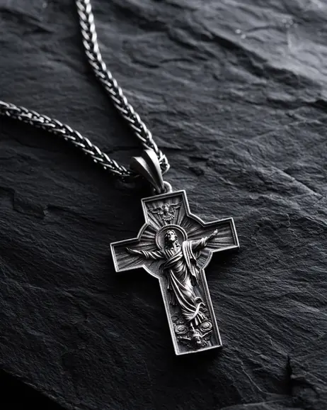 Srebrny krzyż RESURRECTION of JESUS CHRIST