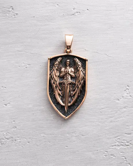 Wisiorek - tarcza GUARDIAN ANGEL (czerwone złoto)