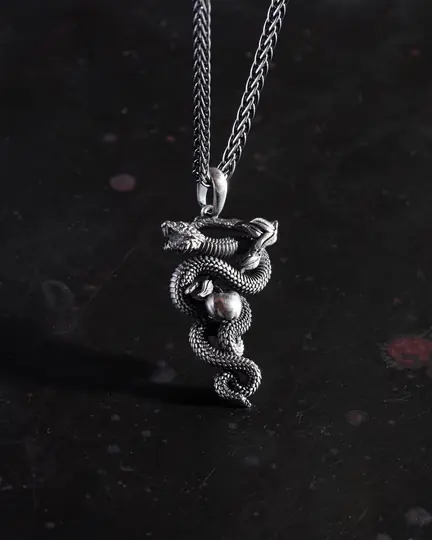 Srebrny wisiorek TEMPTING SERPENT & FORBIDDEN FRUIT - 1302