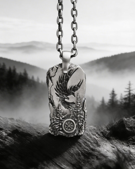 Srebrny wisiorek LORD OF THE SKY. VEGVISIR - 3163