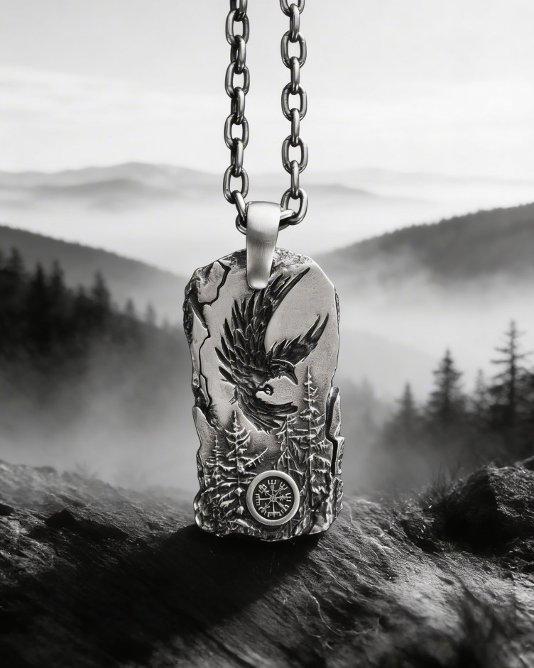 Srebrny wisiorek LORD OF THE SKY. VEGVISIR