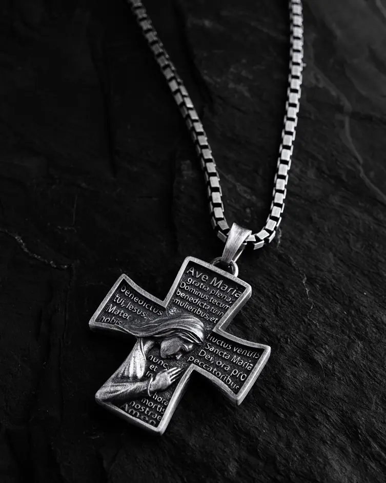 Srebrny krzyż HOLY MARY PRAYER 3
