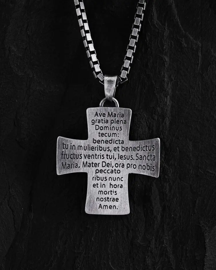 Srebrny krzyż HOLY MARY PRAYER 4