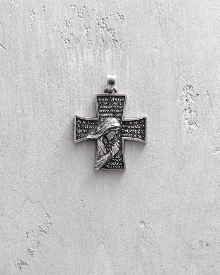 Srebrny krzyż HOLY MARY PRAYER 5