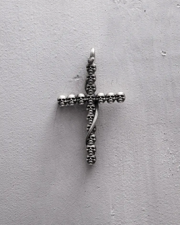Srebrny wisiorek GOTHIC CROSS WITH SNAKE 4