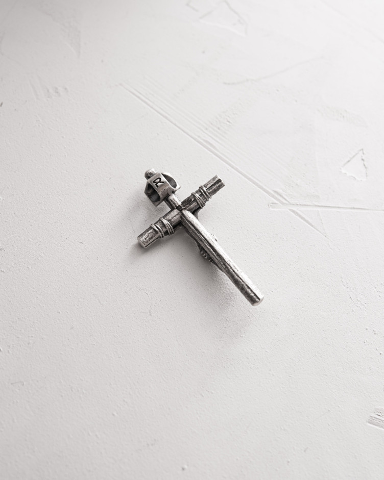 Srebrny krzyż CRUCIFIXION of JESUS ​​CHRIST. INRI mini 4