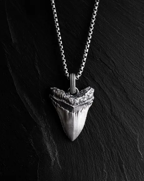 Srebrny wisiorek MEGALODON SHARK TOOTH
