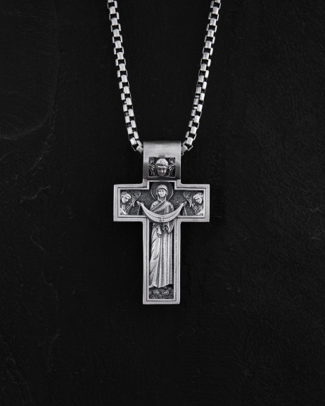 Srebrny krzyż THE CRUCIFIXION OF JESUS ​​CHRIST. PROTECTION 2