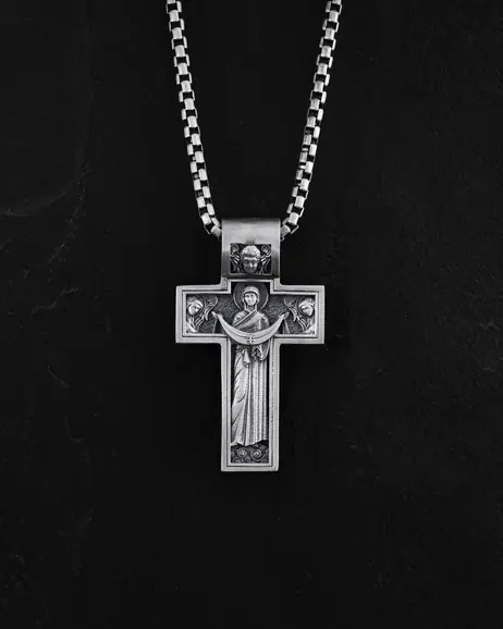Srebrny krzyż THE CRUCIFIXION OF JESUS ​​CHRIST. PROTECTION 3