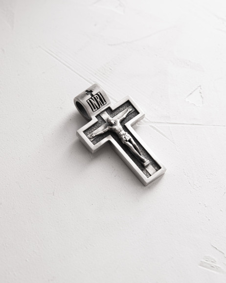 Srebrny krzyż THE CRUCIFIXION OF JESUS ​​CHRIST. PROTECTION 4
