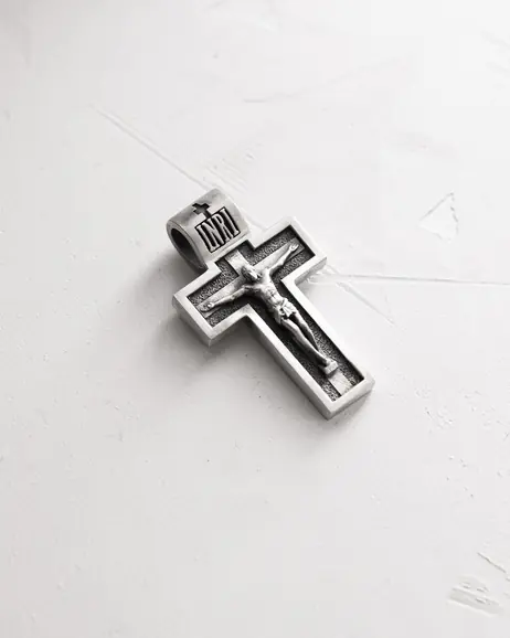 Srebrny krzyż THE CRUCIFIXION OF JESUS ​​CHRIST. PROTECTION 5