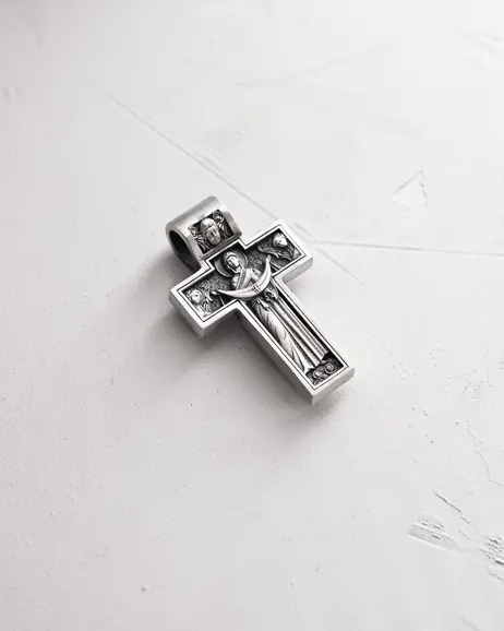 Srebrny krzyż THE CRUCIFIXION OF JESUS ​​CHRIST. PROTECTION 6