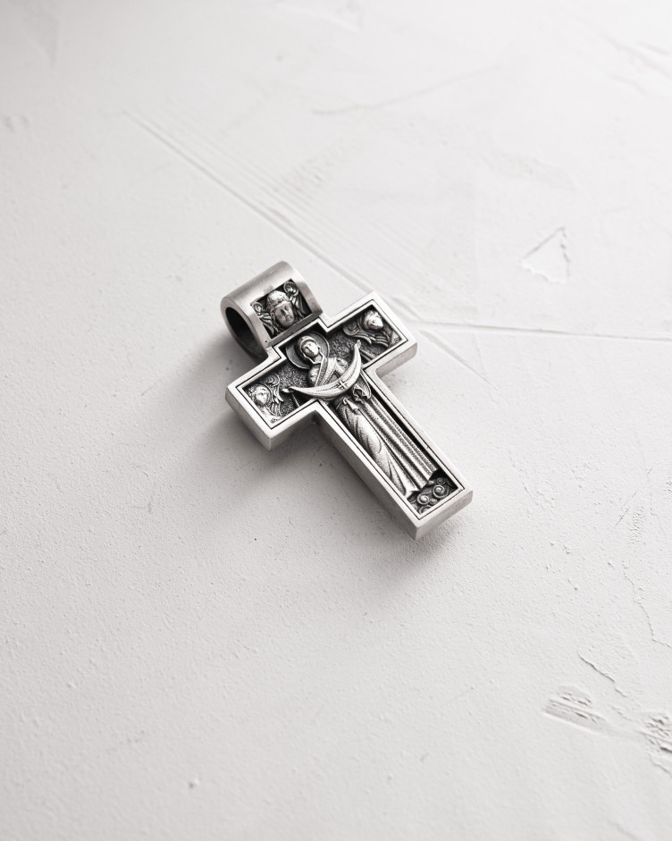Srebrny krzyż THE CRUCIFIXION OF JESUS ​​CHRIST. PROTECTION 5