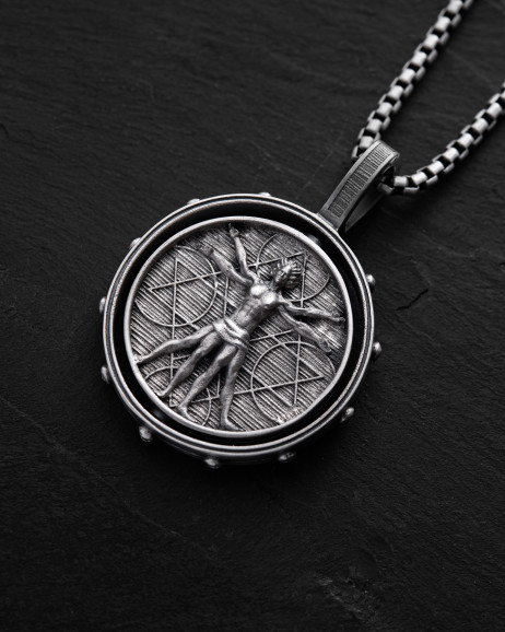 Srebrny wisiorek VITRUVIAN MAN (Da Vinci) 3