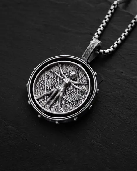 Srebrny wisiorek VITRUVIAN MAN (Da Vinci) 5
