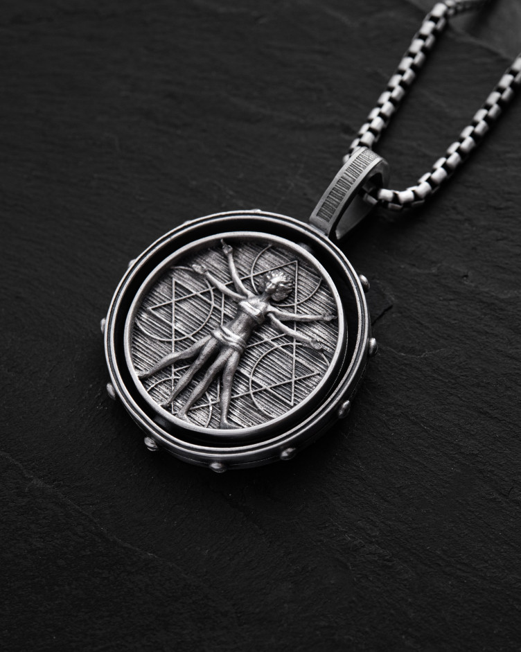 Srebrny wisiorek VITRUVIAN MAN (Da Vinci) 3