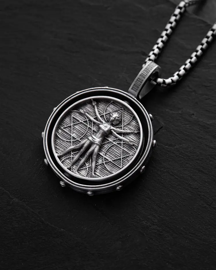 Srebrny wisiorek VITRUVIAN MAN (Da Vinci) 5