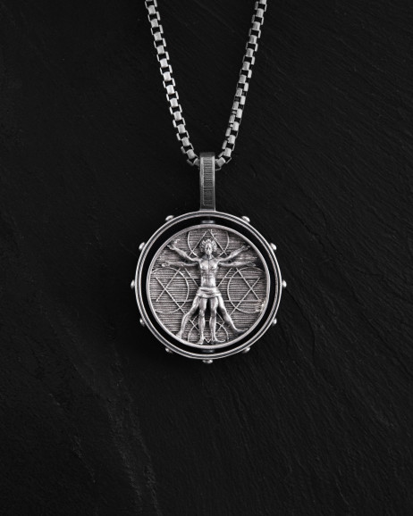 Srebrny wisiorek VITRUVIAN MAN (Da Vinci) 8