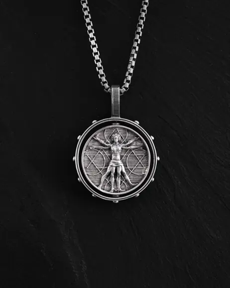 Srebrny wisiorek VITRUVIAN MAN (Da Vinci) 8