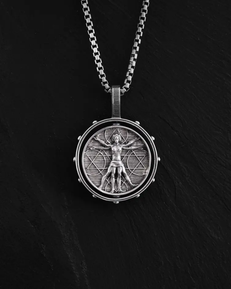 Srebrny wisiorek VITRUVIAN MAN (Da Vinci) 8