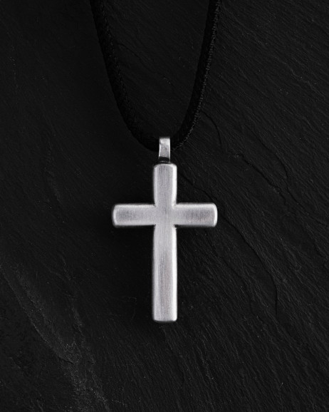 Srebrny krzyż LUMEN FIDEI. BLACK STONES 5