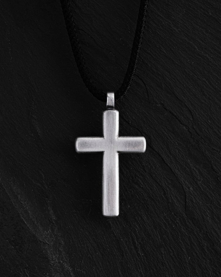 Srebrny krzyż LUMEN FIDEI. BLACK STONES 5