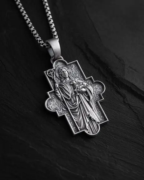 Srebrna zawieszka JESUS and SCEPTER