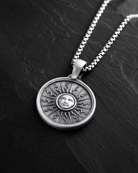 Srebrny wisiorek SUN and MOON 6
