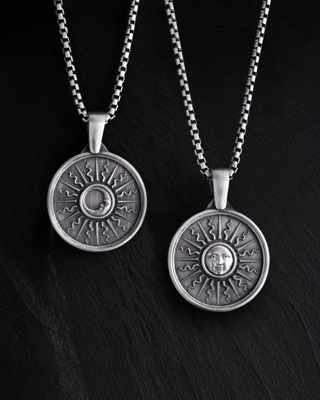 Srebrny wisiorek SUN and MOON