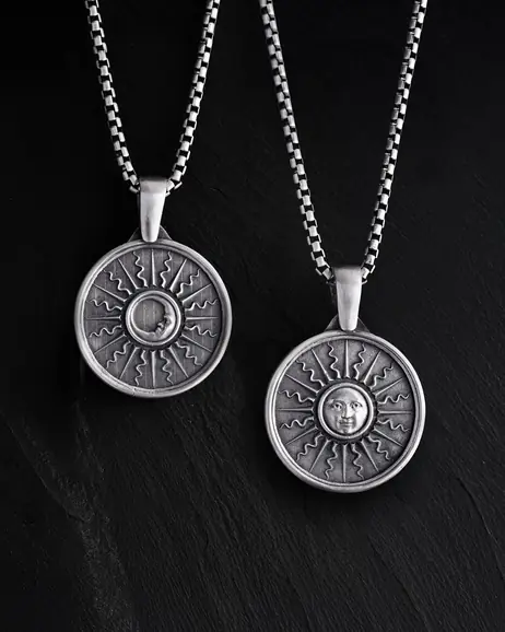 Srebrny wisiorek SUN and MOON