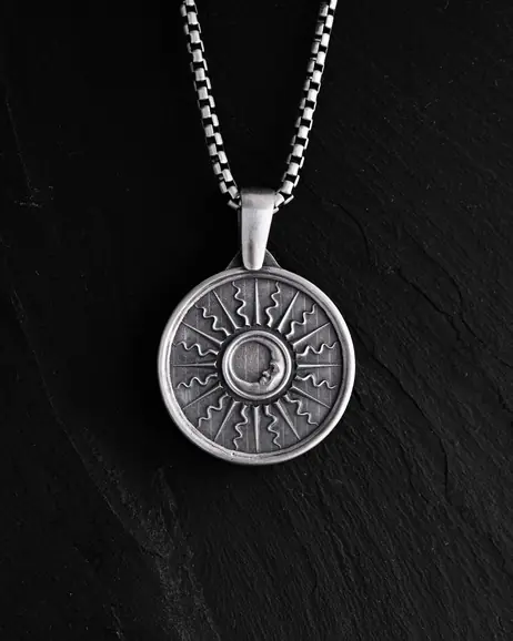Srebrny wisiorek SUN and MOON 4