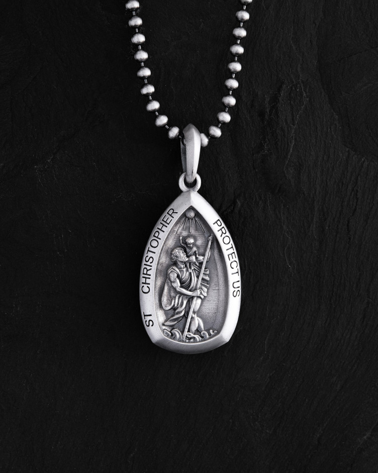 Srebrny wisiorek ST. CHRISTOPHER PROTECT US