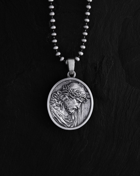 Srebrny wisiorek JESUS CHRIST WITH CROWN OF THORNS