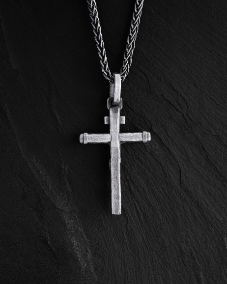 Srebrny krzyż CRUCIFIXION of JESUS. INRI 3