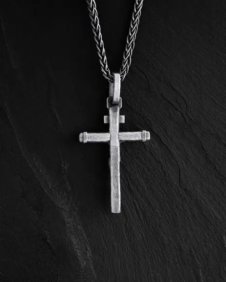 Srebrny krzyż CRUCIFIXION of JESUS. INRI 5