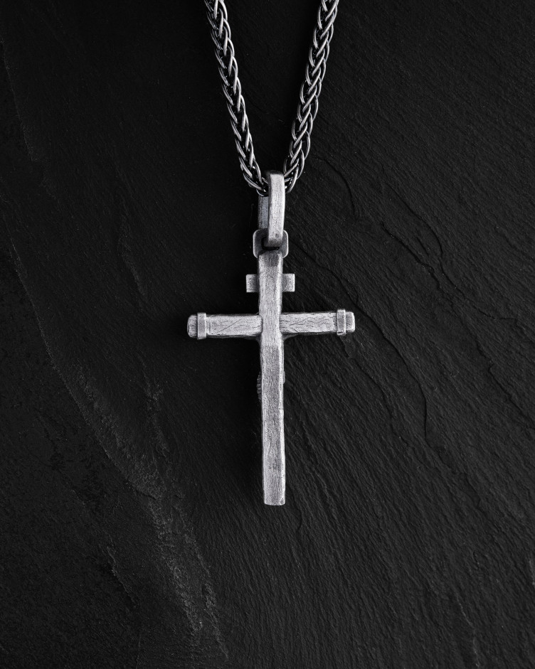 Srebrny krzyż CRUCIFIXION of JESUS. INRI 3