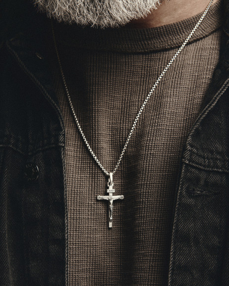 Srebrny krzyż CRUCIFIXION of JESUS. INRI 4