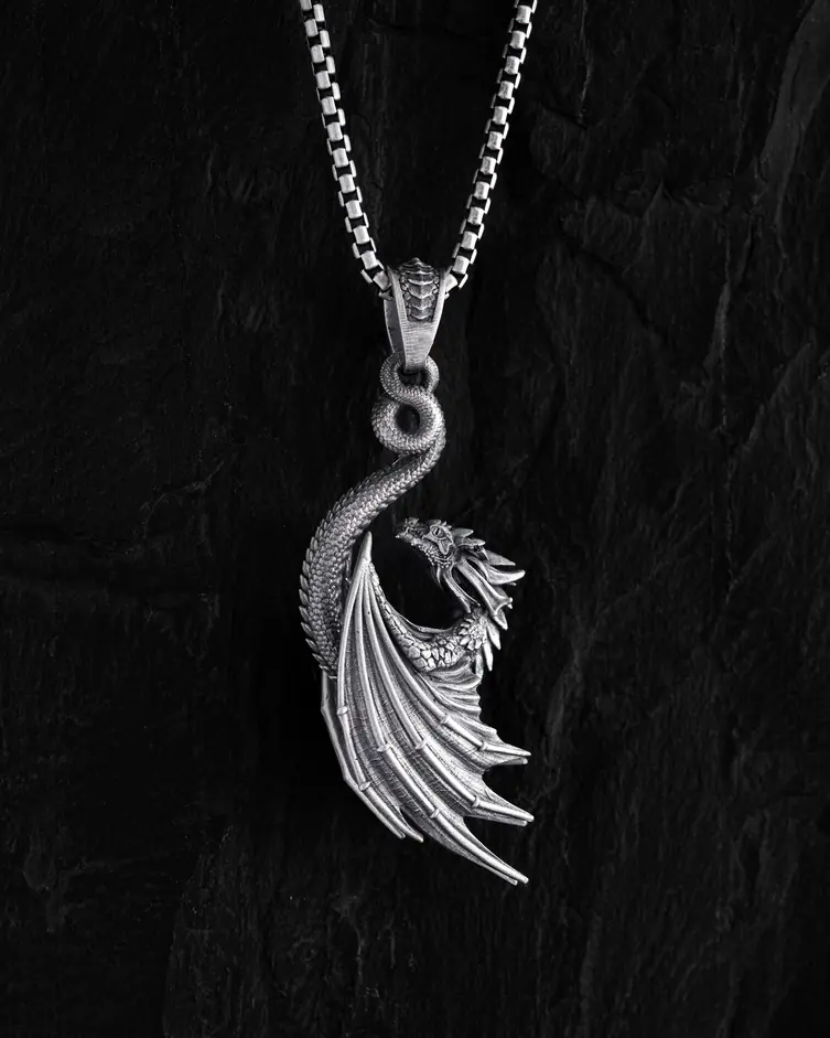 Srebrny wisiorek DRAGON 5
